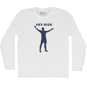 Hey Jude Soccer Celebration Adult Cotton Long Sleeve T-shirt - White Hey Jude Soccer Celebration Adult Cotton Long Sleeve T-shirt - White