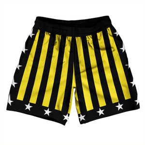 Black and Yellow Champ Athletic Running Fitness Exercise Shorts 7" Inseam Shorts Made In USA Black and Yellow Champ Athletic Running Fitness Exercise Shorts 7" Inseam Shorts Made In USA