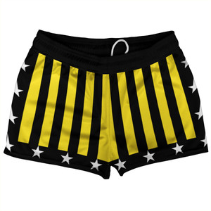Black and Yellow Champ Shorty Short Gym Shorts 2.5" Inseam Made In USA Black and Yellow Champ Shorty Short Gym Shorts 2.5" Inseam Made In USA