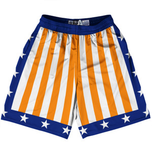New York Royal, Orange and White Champ Lacrosse Shorts Made In USA New York Royal, Orange and White Champ Lacrosse Shorts Made In USA