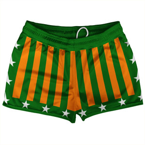 Kelly Green and Orange Champ Shorty Short Gym Shorts 2.5" Inseam Made In USA