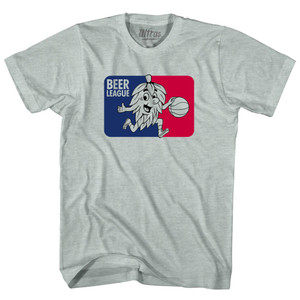Beer League Hops Playing Basketball Logo Adult Tri-Blend T-shirt - Athletic Cool Grey