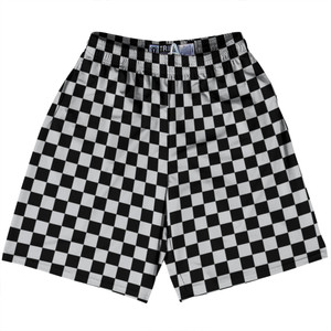 Checkerboard 1 Inch Black and Grey Medium Lacrosse Shorts Made In USA Checkerboard 1 Inch Black and Grey Medium Lacrosse Shorts Made In USA