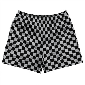 Checkerboard 1 Inch Black and Grey Medium Rugby Shorts Made In USA