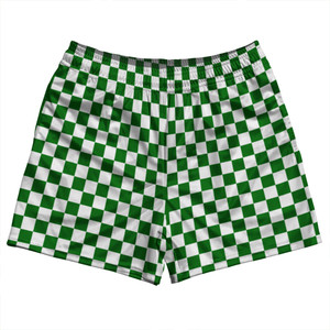 Checkerboard 1 Inch Green Kelly and White Rugby Shorts Made In USA