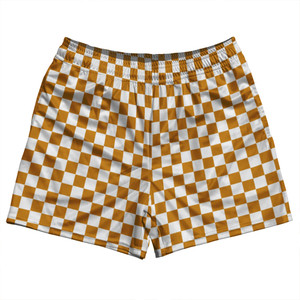 Checkerboard 1 Inch Orange Burnt and White Rugby Shorts Made In USA