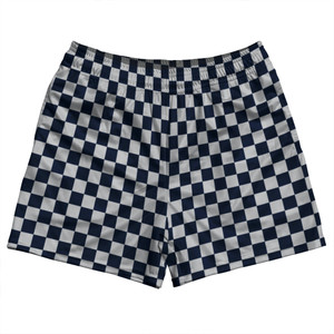 Checkerboard 1 Inch Blue Navy And Grey Medium Rugby Shorts Made In USA Checkerboard 1 Inch Blue Navy And Grey Medium Rugby Shorts Made In USA