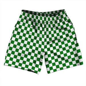 Checkerboard 1 Inch Green Kelly and White Soccer Shorts Made In USA