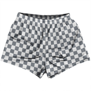 Checkerboard 1 Inch Grey Dark and White Womens & Girls Sport Shorts End Made In USA Checkerboard 1 Inch Grey Dark and White Womens & Girls Sport Shorts End Made In USA