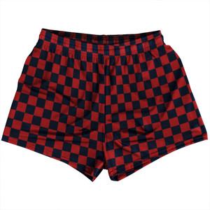 Checkerboard 1 Inch Blue Navy and Red Dark Womens & Girls Sport Shorts End Made In USA Checkerboard 1 Inch Blue Navy and Red Dark Womens & Girls Sport Shorts End Made In USA