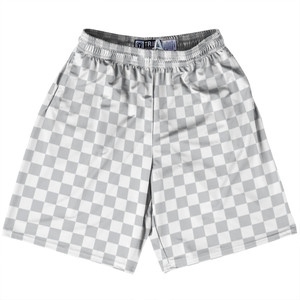 Checkerboard 1 Inch Grey Medium and White Lacrosse Shorts Made In USA Checkerboard 1 Inch Grey Medium and White Lacrosse Shorts Made In USA