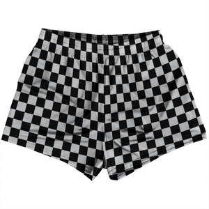 Checkerboard 1 Inch Black and Grey Medium Womens & Girls Sport Shorts End Made In USA Checkerboard 1 Inch Black and Grey Medium Womens & Girls Sport Shorts End Made In USA