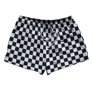 Checkerboard 1 Inch Blue Navy and White 2.5" Swim Shorts Made in USA
