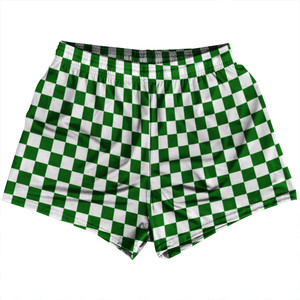 Checkerboard 1 Inch Green Kelly and White Womens & Girls Sport Shorts End Made In USA