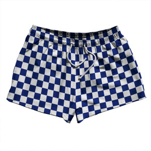 Checkerboard 1 Inch Blue Royal and White 2.5" Swim Shorts Made in USA