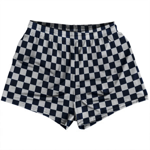 Checkerboard 1 Inch Blue Navy And Grey Medium Womens & Girls Sport Shorts End Made In USA Checkerboard 1 Inch Blue Navy And Grey Medium Womens & Girls Sport Shorts End Made In USA