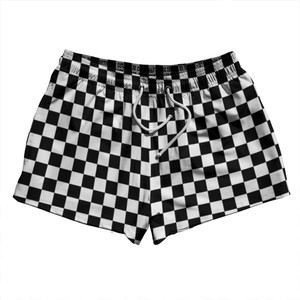 Checkerboard 1 Inch Black and White 2.5" Swim Shorts Made in USA