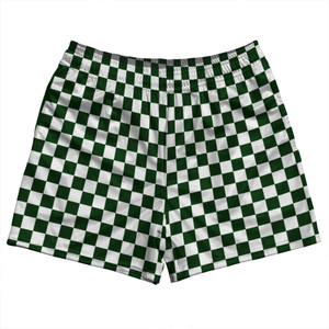 Checkerboard 1 Inch Green Forest and White Rugby Shorts Made In USA