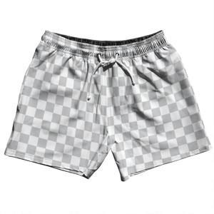 Checkerboard 1 Inch Grey Medium and White 5" Swim Shorts Made in USA