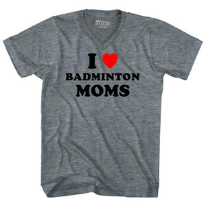 I Love Badminton Moms Tri-Blend V-neck Womens Junior Cut T-shirt - Athletic Grey I Love Badminton Moms Tri-Blend V-neck Womens Junior Cut T-shirt - Athletic Grey