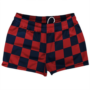 Checkerboard 2.5 Inches Blue Navy and Red Dark Shorty Short Gym Shorts 2.5" Inseam Made In USA - Blue Navy and Red Dark Checkerboard 2.5 Inches Blue Navy and Red Dark Shorty Short Gym Shorts 2.5" Inseam Made In USA - Blue Navy and Red Dark