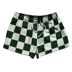 Checkerboard 2.5 Inches Green Forest and White 2.5" Swim Shorts Made in USA - Green Forest and White Checkerboard 2.5 Inches Green Forest and White 2.5" Swim Shorts Made in USA - Green Forest and White