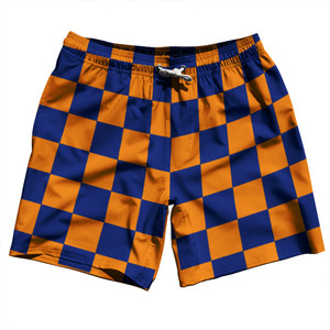 Checkerboard 2.5 Inches Blue Royal and Tennessee Orange Swim Shorts 7" Made in USA - Blue Royal and Tennessee Orange Checkerboard 2.5 Inches Blue Royal and Tennessee Orange Swim Shorts 7" Made in USA - Blue Royal and Tennessee Orange