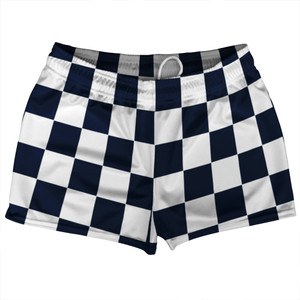 Checkerboard 2.5 Inches Blue Navy and White Shorty Short Gym Shorts 2.5" Inseam Made In USA - Blue Navy and White Checkerboard 2.5 Inches Blue Navy and White Shorty Short Gym Shorts 2.5" Inseam Made In USA - Blue Navy and White