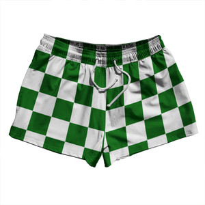 Checkerboard 2.5 Inches Green Kelly and White 2.5" Swim Shorts Made in USA - Green Kelly and White