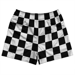 Checkerboard 2.5 Inches Black and White Rugby Shorts Made In USA - Black and White