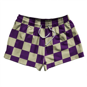Checkerboard 2.5 Inches Purple Medium and Vegas Gold 2.5" Swim Shorts Made in USA - Purple Medium and Vegas Gold Checkerboard 2.5 Inches Purple Medium and Vegas Gold 2.5" Swim Shorts Made in USA - Purple Medium and Vegas Gold