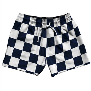 Checkerboard 2.5 Inches Blue Navy and White 5" Swim Shorts Made in USA - Blue Navy and White Checkerboard 2.5 Inches Blue Navy and White 5" Swim Shorts Made in USA - Blue Navy and White