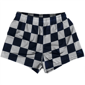 Checkerboard 2.5 Inches Blue Navy And Grey Medium Womens & Girls Sport Shorts End Made In USA - Blue Navy And Grey Medium Checkerboard 2.5 Inches Blue Navy And Grey Medium Womens & Girls Sport Shorts End Made In USA - Blue Navy And Grey Medium