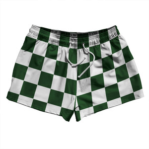 Checkerboard 2.5 Inches Green Hunter and White 2.5" Swim Shorts Made in USA - Green Hunter and White Checkerboard 2.5 Inches Green Hunter and White 2.5" Swim Shorts Made in USA - Green Hunter and White