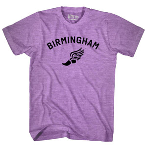 Birmingham Running Track Winged Foot-Adult Tri-Blend T-shirt - Athletic Purple Birmingham Running Track Winged Foot-Adult Tri-Blend T-shirt - Athletic Purple
