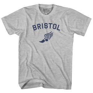 Bristol Running Track Winged Foot-Adult Cotton T-shirt - Grey Heather Bristol Running Track Winged Foot-Adult Cotton T-shirt - Grey Heather