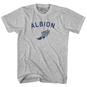 Albion Running Track Winged Foot-Womens Cotton Junior Cut T-Shirt - Grey Heather Albion Running Track Winged Foot-Womens Cotton Junior Cut T-Shirt - Grey Heather