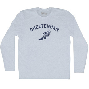 Cheltenham Running Track Winged Foot-Adult Tri-Blend Long Sleeve T-shirt - Athletic White