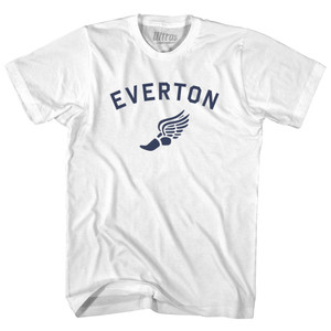 Everton Running Track Winged Foot-Womens Cotton Junior Cut T-Shirt - White Everton Running Track Winged Foot-Womens Cotton Junior Cut T-Shirt - White