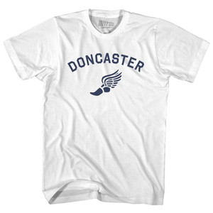 Doncaster Running Track Winged Foot-Adult Cotton T-shirt - White Doncaster Running Track Winged Foot-Adult Cotton T-shirt - White