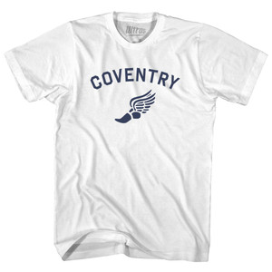 Coventry Running Track Winged Foot-Womens Cotton Junior Cut T-Shirt - White Coventry Running Track Winged Foot-Womens Cotton Junior Cut T-Shirt - White