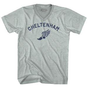Cheltenham Running Track Winged Foot-Adult Tri-Blend V-neck T-shirt - Athletic Cool Grey Cheltenham Running Track Winged Foot-Adult Tri-Blend V-neck T-shirt - Athletic Cool Grey