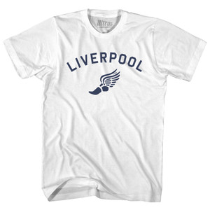 Liverpool Running Track Winged Foot-Womens Cotton Junior Cut T-Shirt - White Liverpool Running Track Winged Foot-Womens Cotton Junior Cut T-Shirt - White