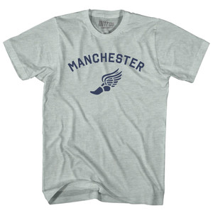 Manchester Running Track Winged Foot-Adult Tri-Blend T-shirt - Athletic Cool Grey Manchester Running Track Winged Foot-Adult Tri-Blend T-shirt - Athletic Cool Grey