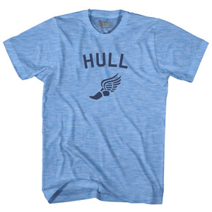 Hull Running Track Winged Foot-Adult Tri-Blend T-shirt - Athletic Blue Hull Running Track Winged Foot-Adult Tri-Blend T-shirt - Athletic Blue