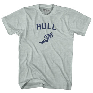 Hull Running Track Winged Foot-Adult Tri-Blend T-shirt - Athletic Cool Grey Hull Running Track Winged Foot-Adult Tri-Blend T-shirt - Athletic Cool Grey