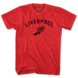 Liverpool Running Track Winged Foot-Adult Tri-Blend T-shirt - Athletic Red Liverpool Running Track Winged Foot-Adult Tri-Blend T-shirt - Athletic Red
