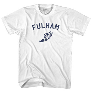 Fulham Running Track Winged Foot-Womens Cotton Junior Cut T-Shirt - White Fulham Running Track Winged Foot-Womens Cotton Junior Cut T-Shirt - White