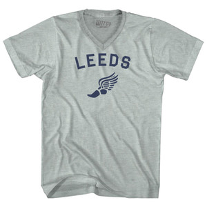 Leeds Running Track Winged Foot-Adult Tri-Blend V-neck T-shirt - Athletic Cool Grey Leeds Running Track Winged Foot-Adult Tri-Blend V-neck T-shirt - Athletic Cool Grey