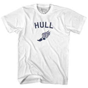 Hull Running Track Winged Foot-Adult Cotton T-shirt - White Hull Running Track Winged Foot-Adult Cotton T-shirt - White
